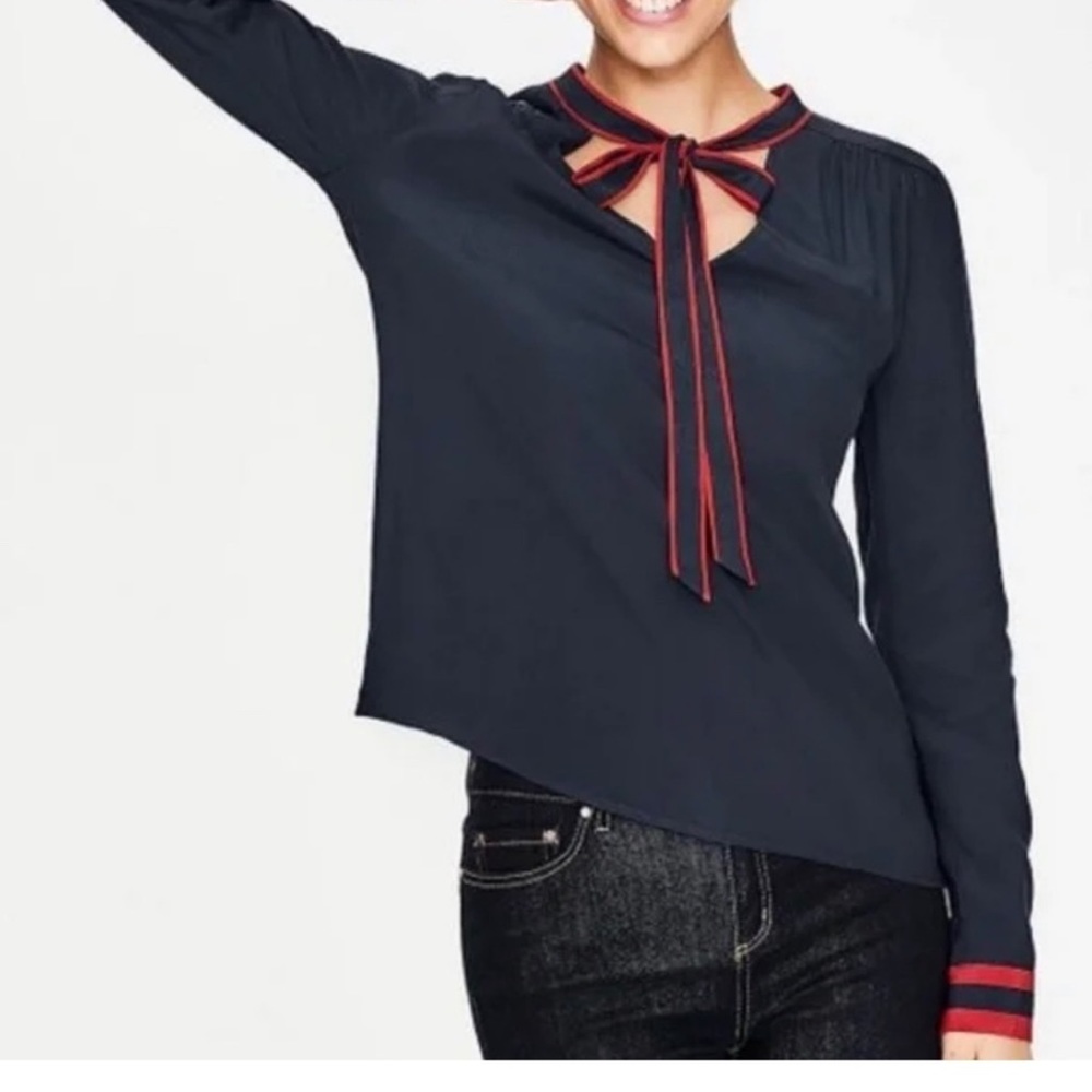 Boden Riley Neck Tie Blouse Size 14